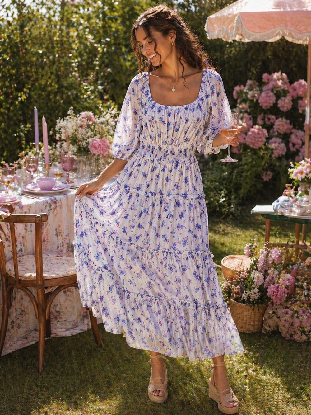 LoveShackFancy X Target
White Maxi Dress with Lavender Floral Print